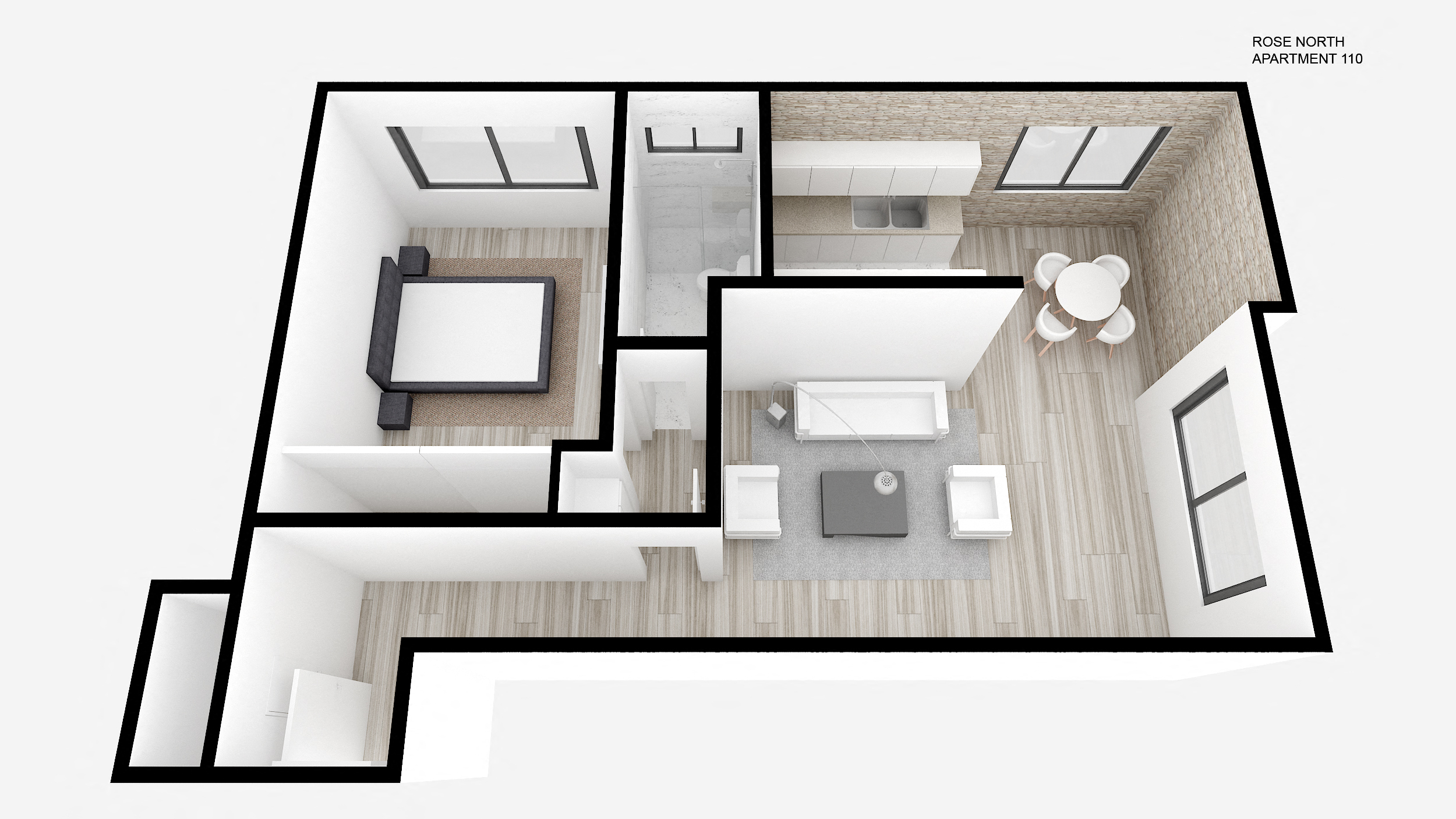 Floor plan for 1 bed, 1 bath, 825 sqft